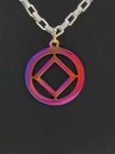 Load image into Gallery viewer, Narcotics Anonymous Logo Stainless Steel Cutout Pendant -Rainbow Anodized