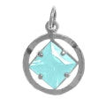 Load image into Gallery viewer, NA Symbol 8mm Square Colored CZ Birthstones Sterling Silver Pendant