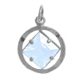 Load image into Gallery viewer, NA Symbol 8mm Square Colored CZ Birthstones Sterling Silver Pendant