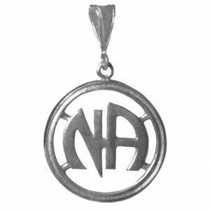 NA Initials Heavy Style Circle Large Sterling Silver Pendant