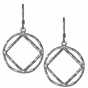 NA Symbol Hammered Style Sterling Silver Earrings