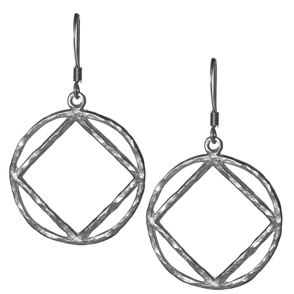 NA Symbol Hammered Style Sterling Silver Earrings