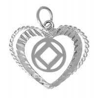 Heart with NA Symbol Medium Size Sterling Silver Pendant