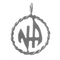 NA Initials Twist Wire Style Medium Size Sterling Silver Pendant