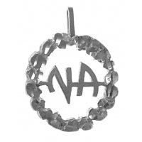 NA Initials in a Nugget Style Circle Medium Sterling Silver Pendant