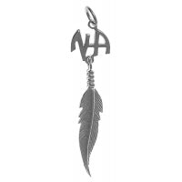 NA Initials Single Feather Sterling Silver Pendant