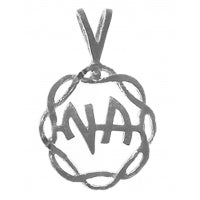 NA Initials in a Basket Weave Circle Medium Sterling Silver Pendant