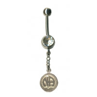 NA Initials Solid Textured Coin Style Sterling Silver Body Jewelry