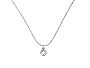 NA Symbol Small Pendant with Box Chain Sterling Silver Necklace