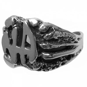 NA Initials Nugget Style Sterling Silver Mens Ring