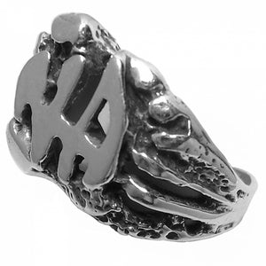 NA Initials Nugget Style Sterling Silver Mens Ring