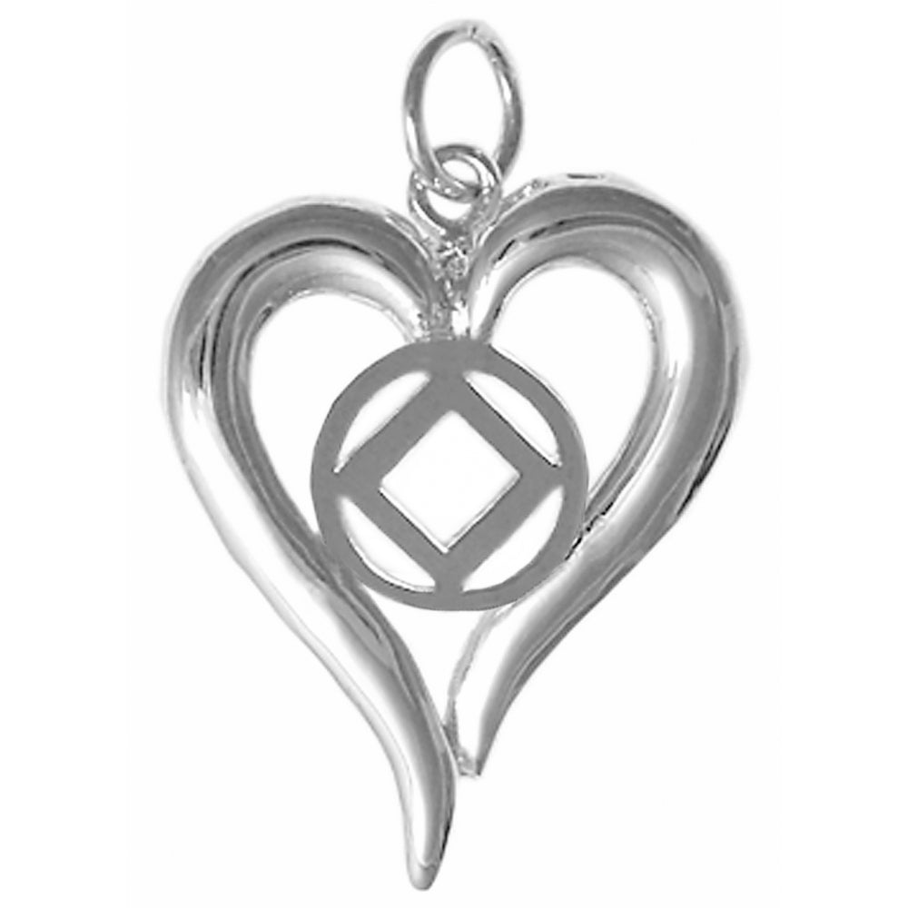 NA Symbol Heart Medium Size Sterling Silver Pendant