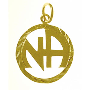 NA Initials Diamond Cut 14k Gold Pendant