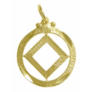 NA Symbol Textured Circle 14k Gold Medium Size Pendant