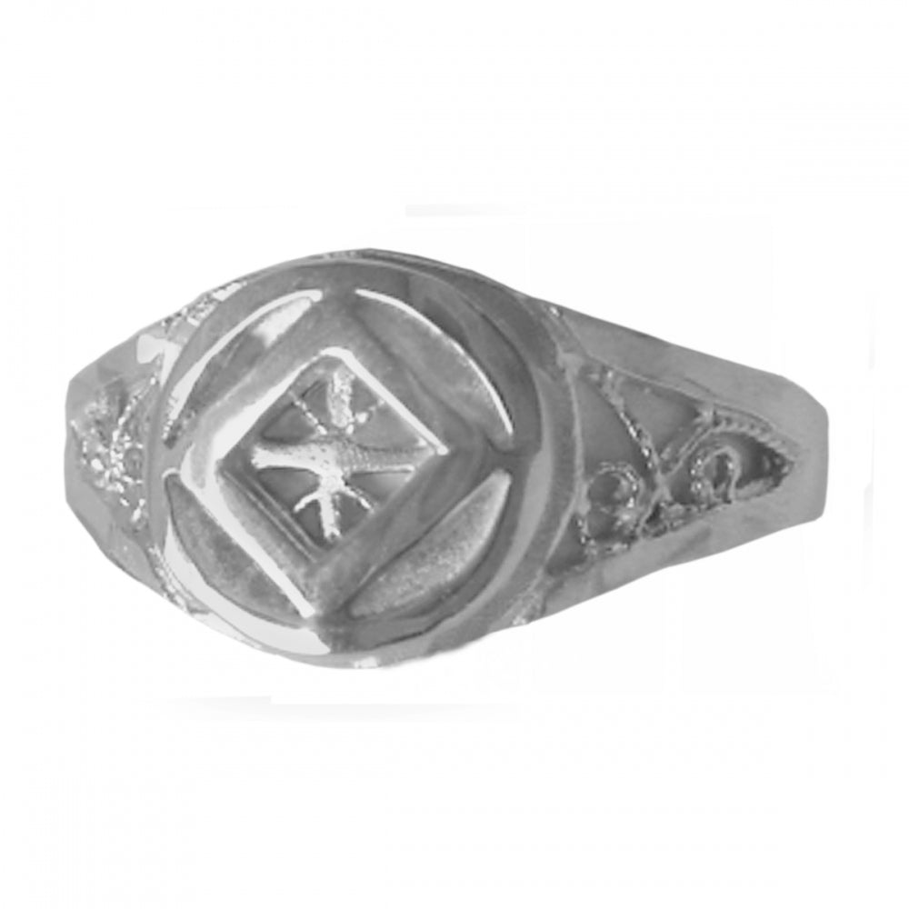 NA Symbol Filigree Style Sterling Silver Band