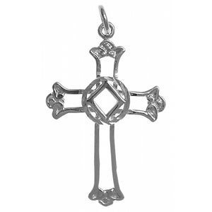 NA Symbol Cross Medium Size Sterling Silver Pendant