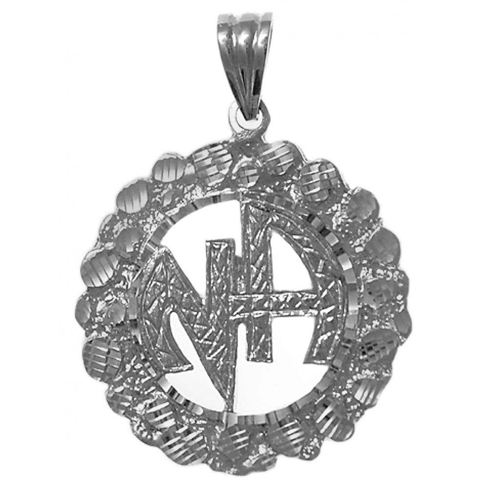 NA Initials Nugget Style Sterling Silver Pendant