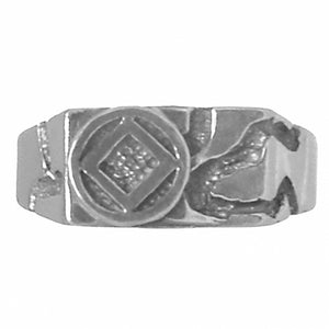 NA Rectangular Ravine Textured Style Sterling Silver Mens Ring