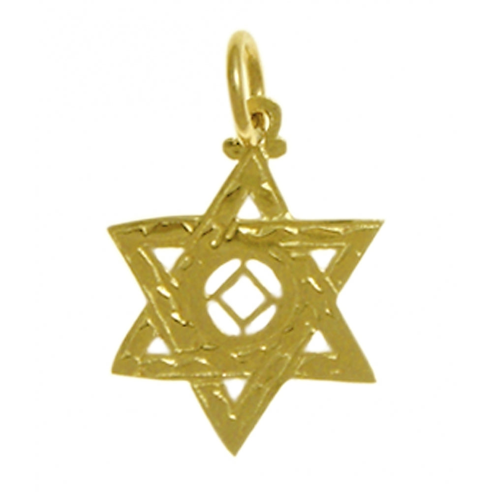 NA Symbol Jewish Star of David 14k Gold Medium Size Pendant