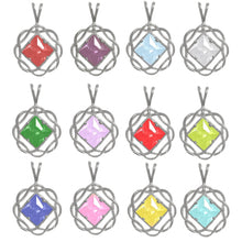 Load image into Gallery viewer, NA Basket Weave Circle 8mm Square Colored CZ Birthstones Medium Size Sterling Silver Pendant
