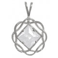 Load image into Gallery viewer, NA Basket Weave Circle 8mm Square Colored CZ Birthstones Medium Size Sterling Silver Pendant
