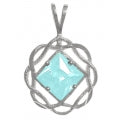 Load image into Gallery viewer, NA Basket Weave Circle 8mm Square Colored CZ Birthstones Medium Size Sterling Silver Pendant
