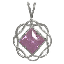 Load image into Gallery viewer, NA Basket Weave Circle 8mm Square Colored CZ Birthstones Medium Size Sterling Silver Pendant
