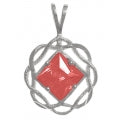 NA Basket Weave Circle 8mm Square Colored CZ Birthstones Medium Size Sterling Silver Pendant