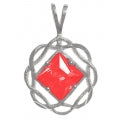 Load image into Gallery viewer, NA Basket Weave Circle 8mm Square Colored CZ Birthstones Medium Size Sterling Silver Pendant
