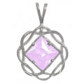 Load image into Gallery viewer, NA Basket Weave Circle 8mm Square Colored CZ Birthstones Medium Size Sterling Silver Pendant
