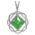 NA Basket Weave Circle 8mm Square Colored CZ Birthstones Medium Size Sterling Silver Pendant