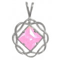 Load image into Gallery viewer, NA Basket Weave Circle 8mm Square Colored CZ Birthstones Medium Size Sterling Silver Pendant
