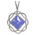 Load image into Gallery viewer, NA Basket Weave Circle 8mm Square Colored CZ Birthstones Medium Size Sterling Silver Pendant

