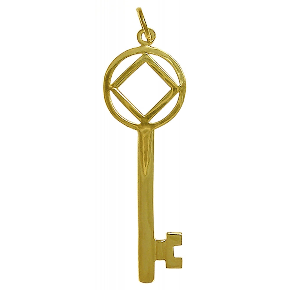 NA Symbol Antique Style Key 14k Gold Pendant