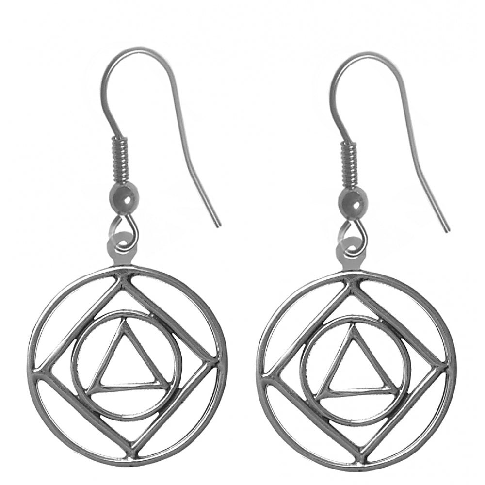 NA & AA Dual Symbol Sterling Silver Earrings