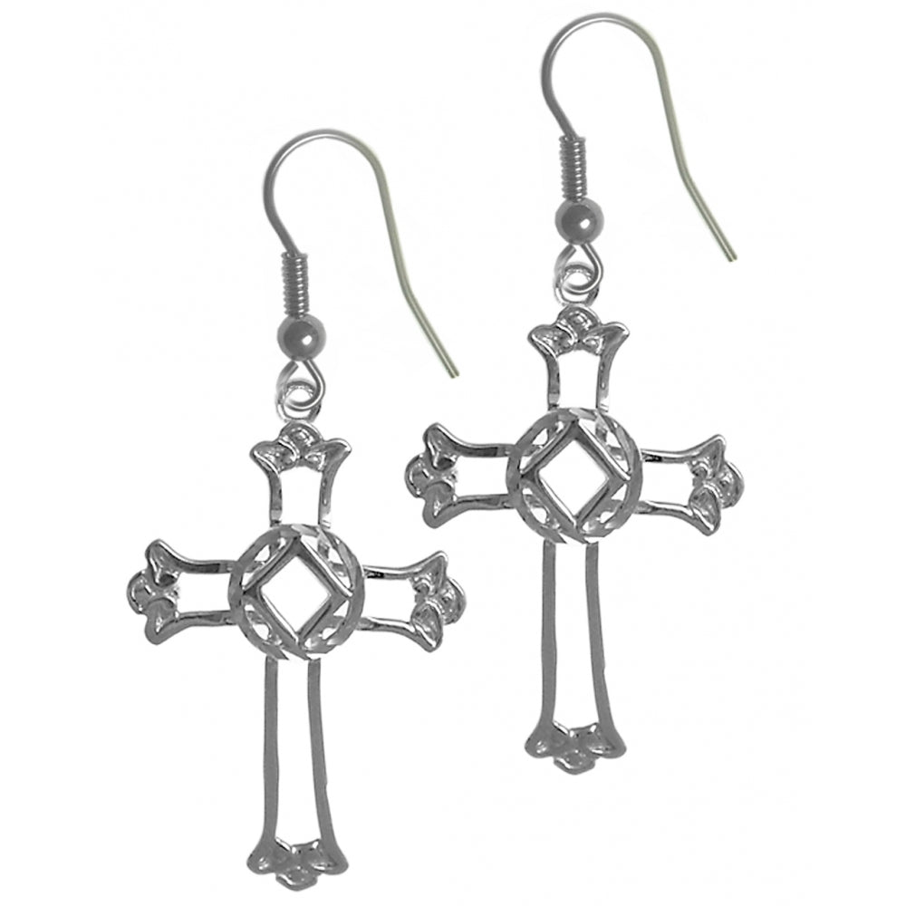 NA Symbol Cross Pendant Sterling Silver Earrings