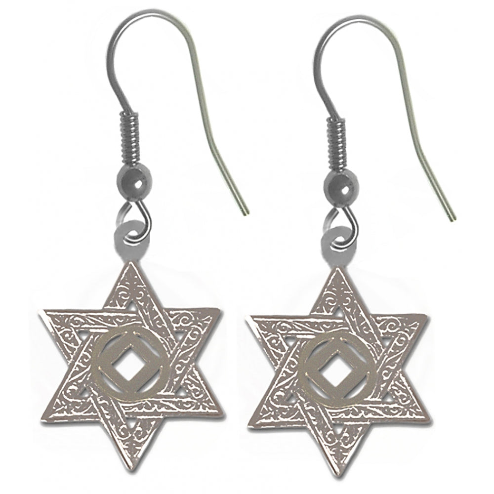 NA Symbol Jewish Star of David Sterling Silver Earrings