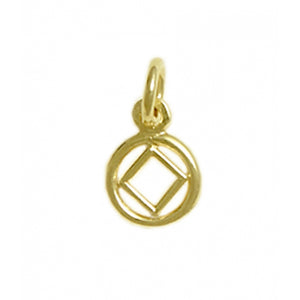 NA Symbol Smooth Circle 14k Gold Very Small Size Pendant