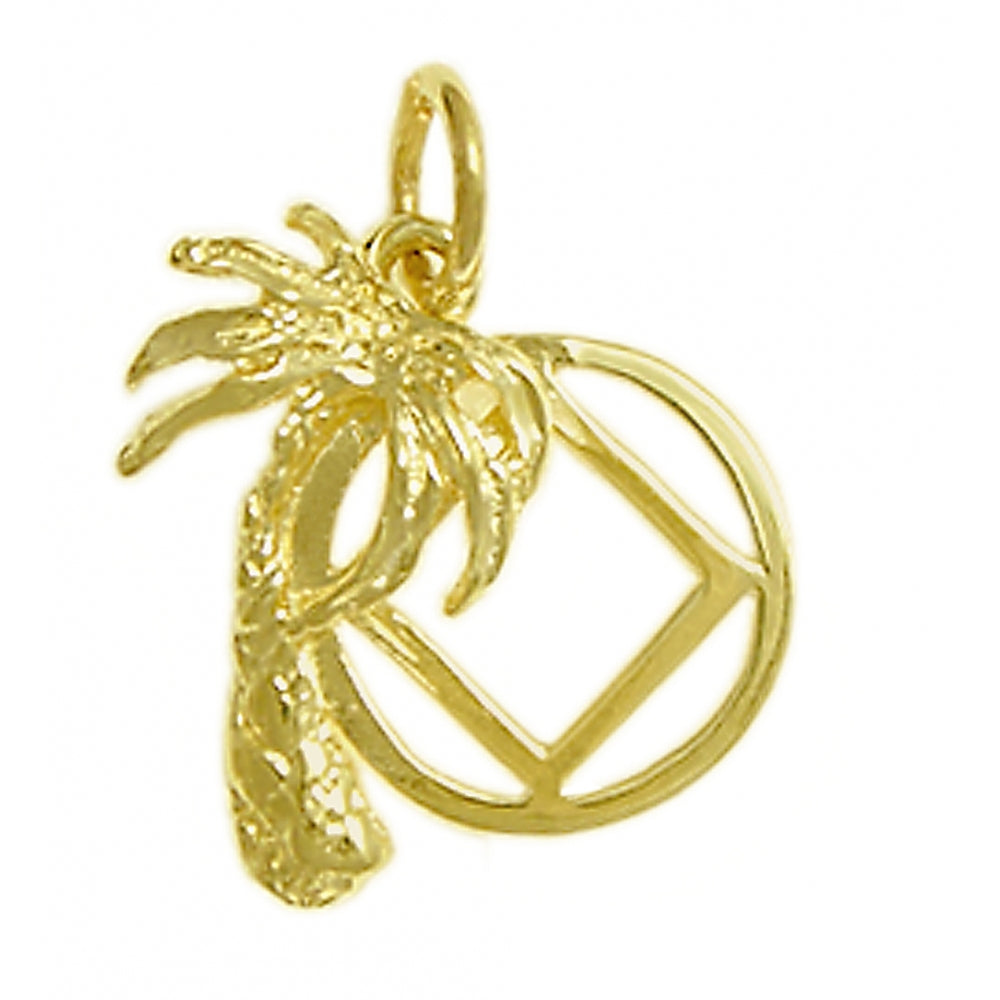 NA Symbol Palm Tree 14k Gold Medium Size Pendant