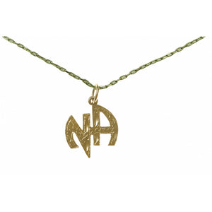 NA Initial Pendant with Brass Chain Necklace