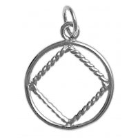 Twist Wire Style NA Symbol Medium Size Sterling Silver Pendant