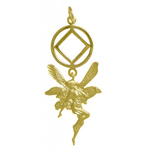 NA Recovery Symbol Magic Fairy 14k Gold Pendant