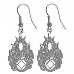 NA Symbol in Flames Sterling Silver Earrings