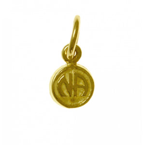 NA Initials Coin Style 14k Gold Very Small Size Pendant