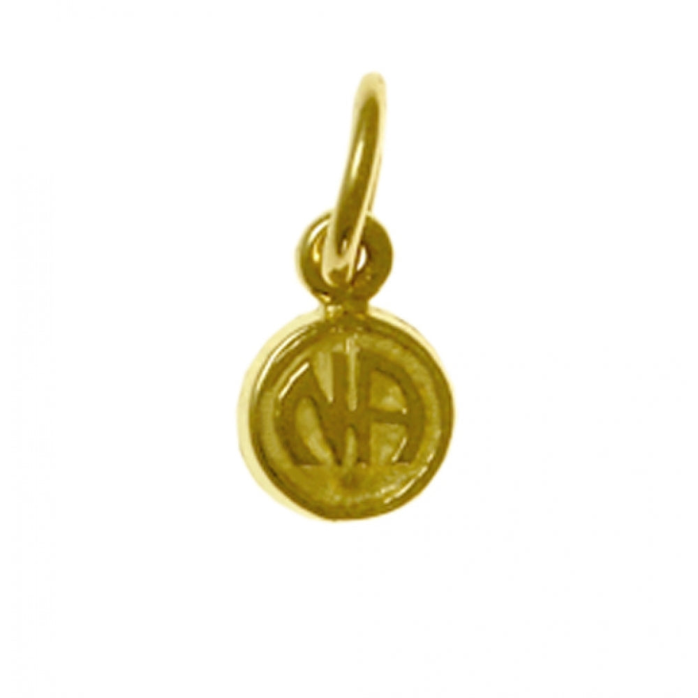 NA Initials Coin Style 14k Gold Very Small Size Pendant