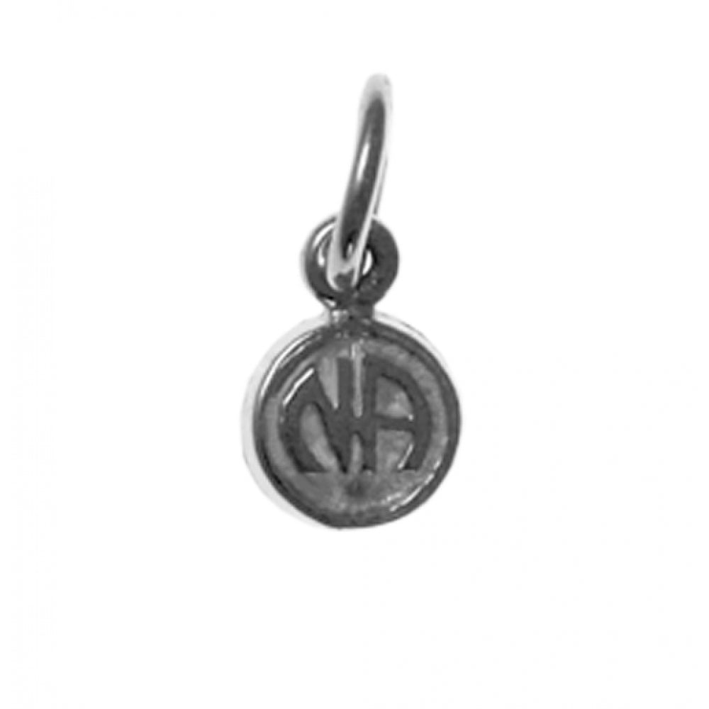 NA Initials Coin Style Very Small Size Sterling Silver Pendant