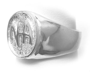 NA Initials Sterling Silver Mens Ring