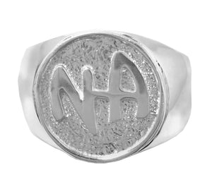 NA Initials Sterling Silver Mens Ring