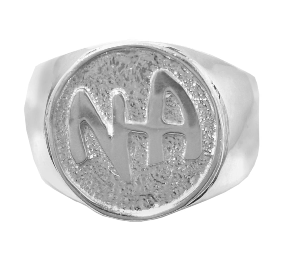 NA Initials Sterling Silver Mens Ring