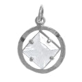 NA Symbol 8mm Square Colored CZ Birthstones Sterling Silver Pendant